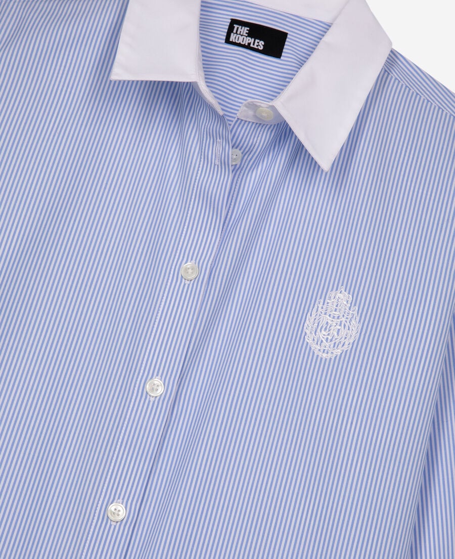 The Kooples WOMEN BLUE WHITE blue poplin striped shirt