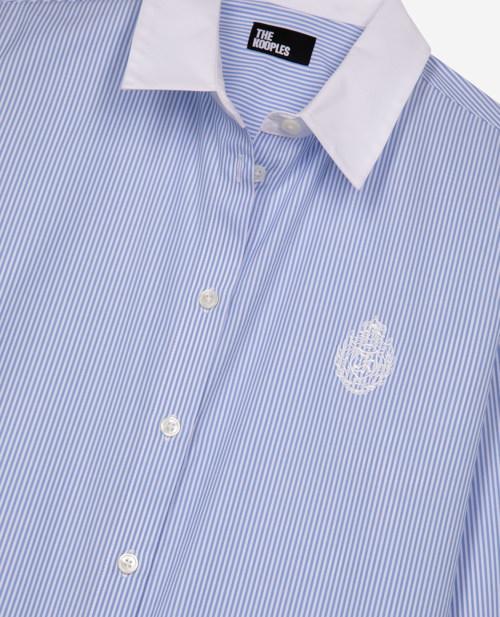 Chemise à rayures avec col contrasté bleue, BLUE WHITE, hi-res image number null