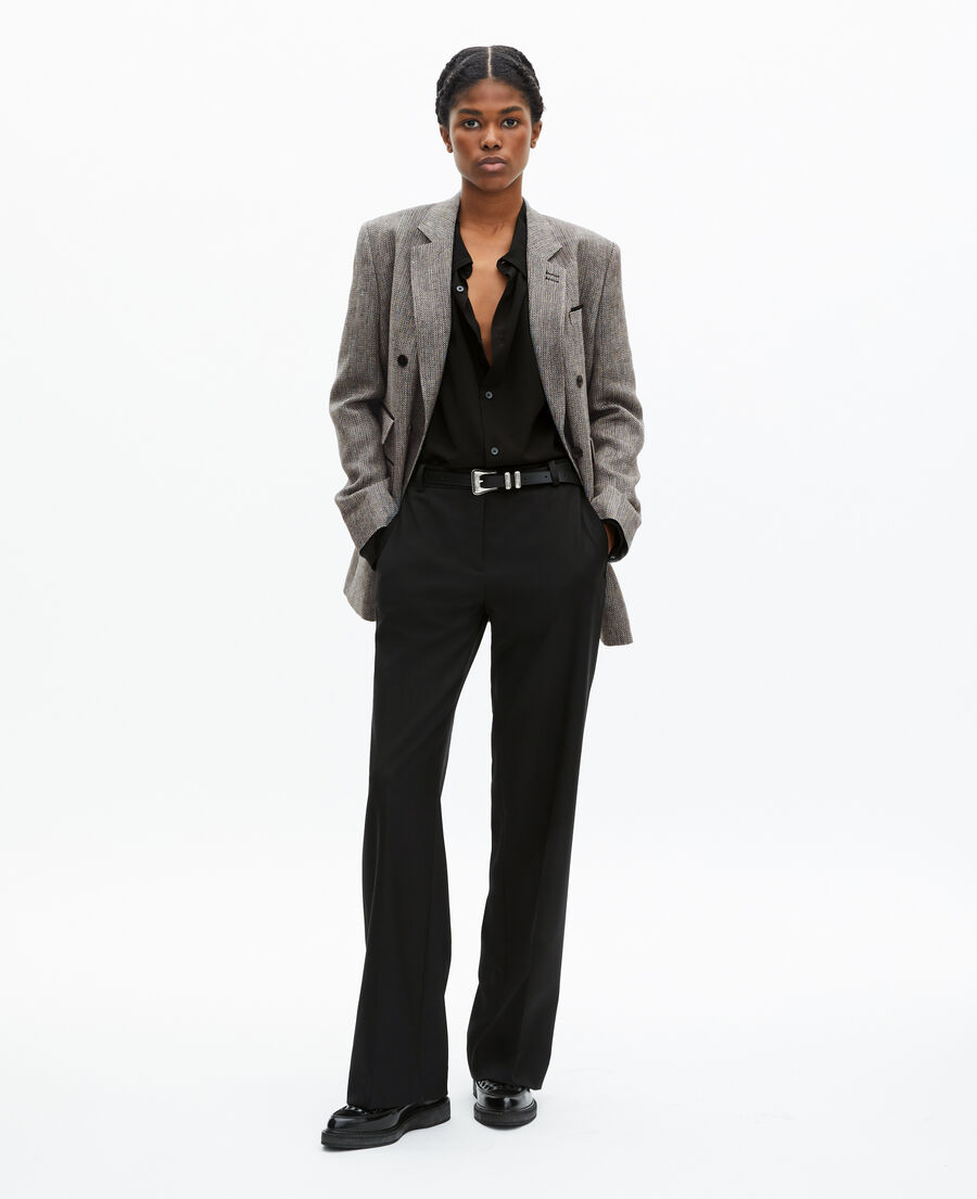 The Kooples WOMEN GREY grey wool and linen tailored jacket