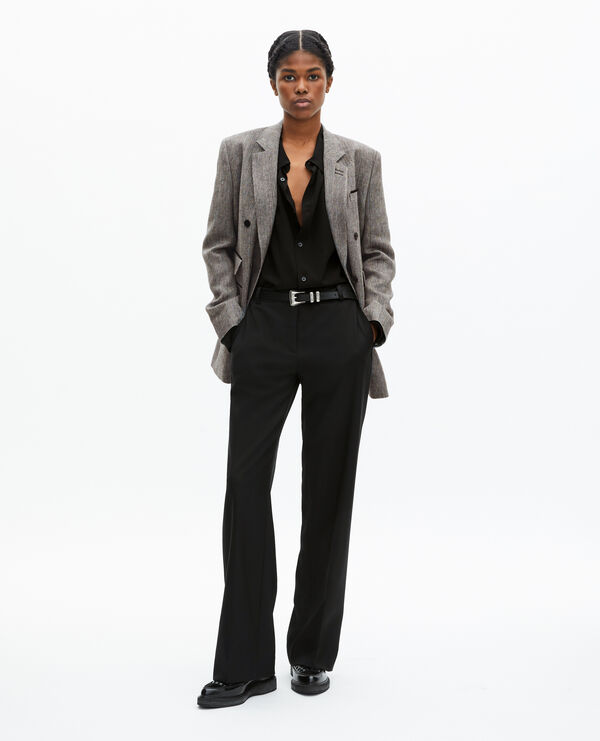 The Kooples FEMME GREY veste tailleur en laine et lin grise