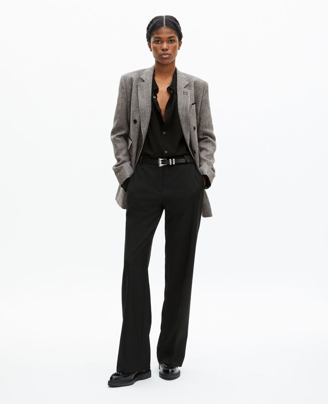 The Kooples FEMME GREY veste tailleur en laine et lin grise