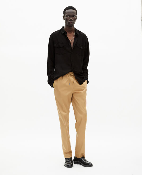 The Kooples HOMME BLACK chemise en mix lin noire