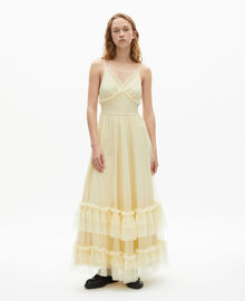The Kooples FEMME LIGHT YELLOW robe longue en tulle jaune