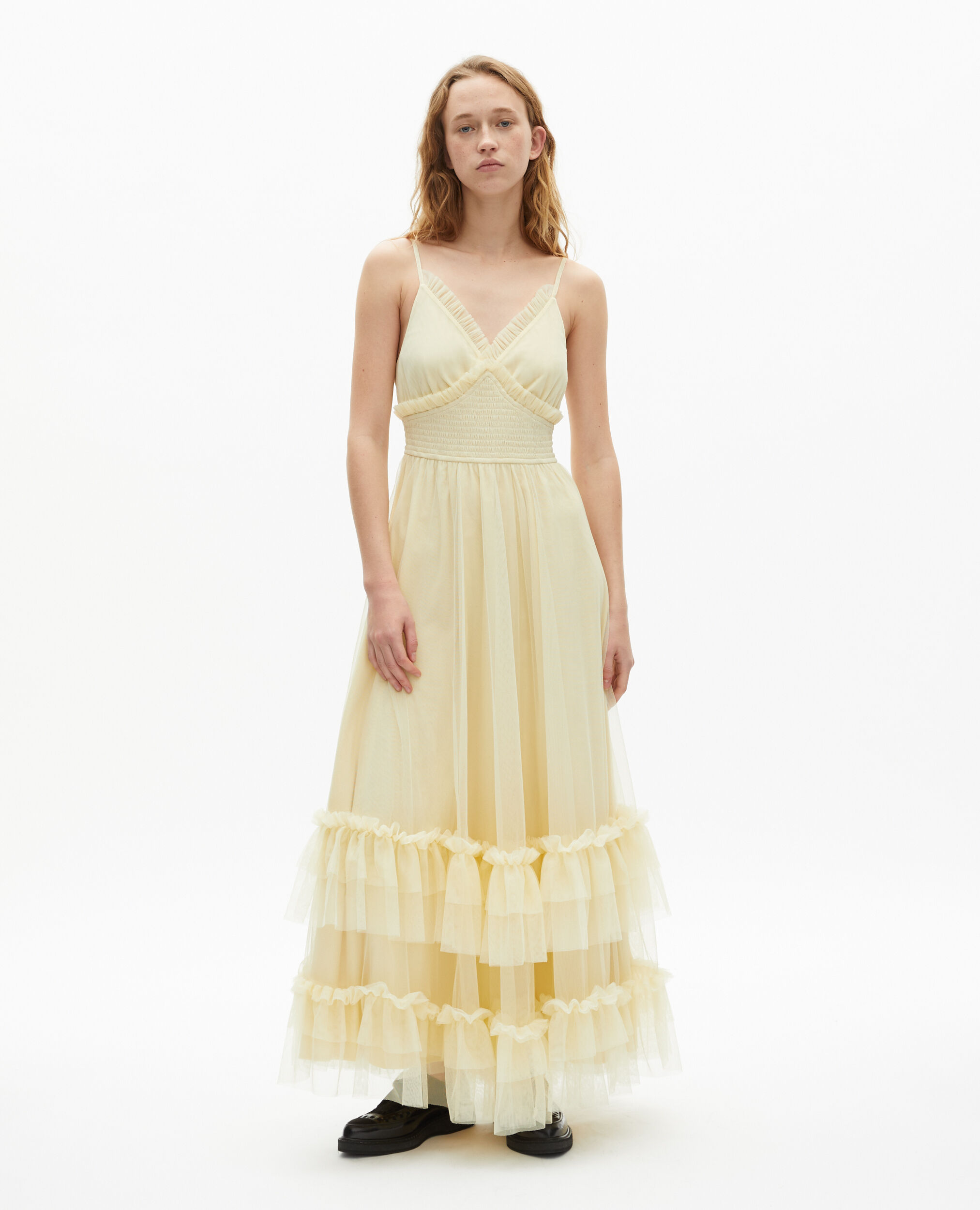 Robe longue en tulle jaune, LIGHT YELLOW, hi-res image number null