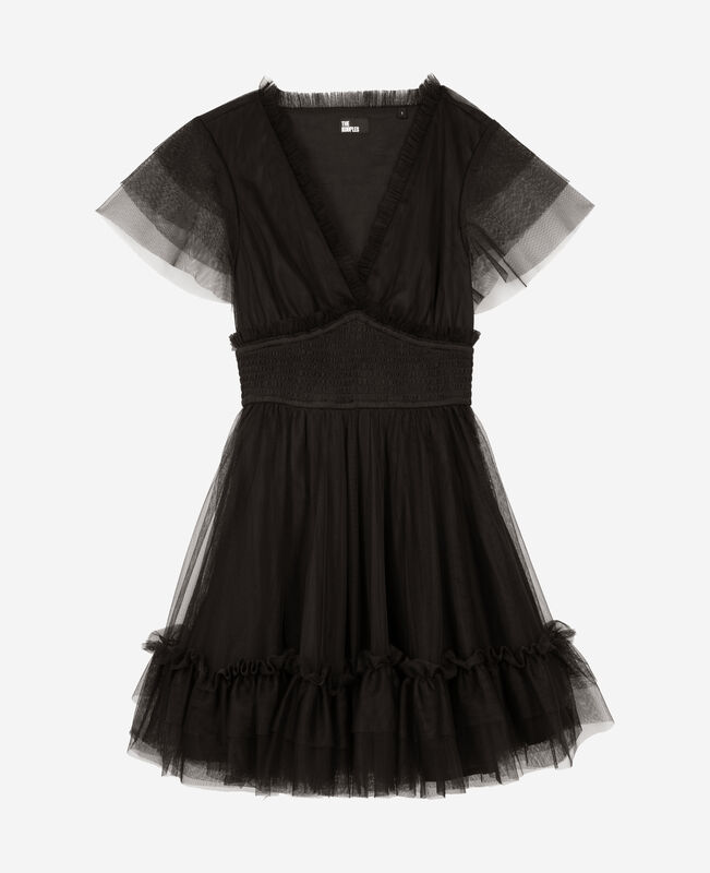 The Kooples FEMME BLACK robe courte en tulle noire