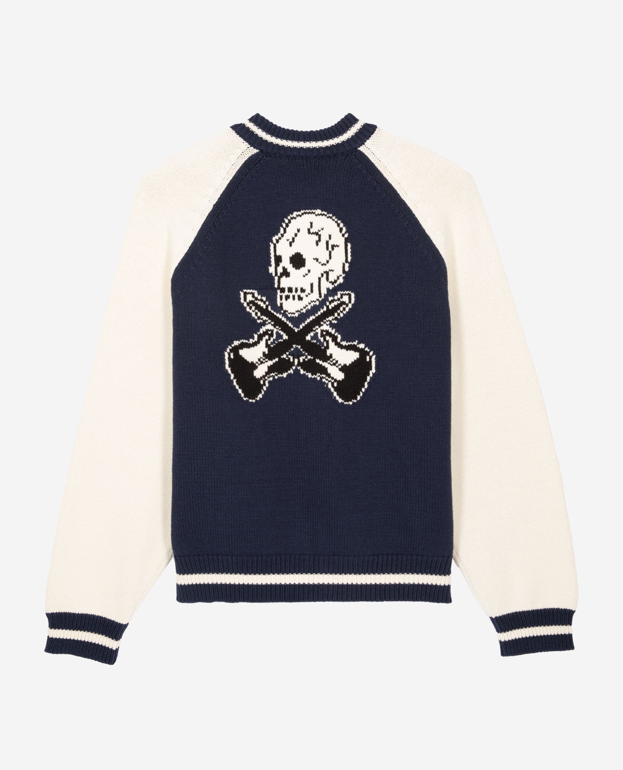 Cardigan teddy marine et écru, DARK NAVY-ECRU, hi-res image number null