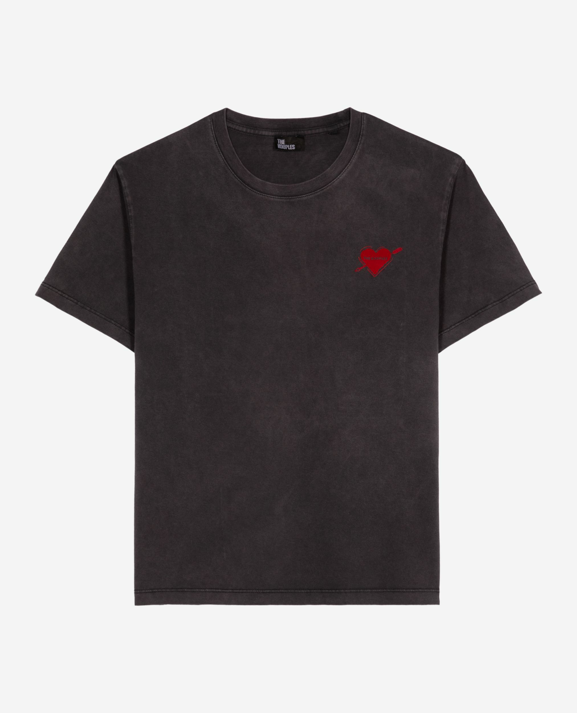 T-shirt avec flocage cœur noir, BLACK WASHED, hi-res image number null