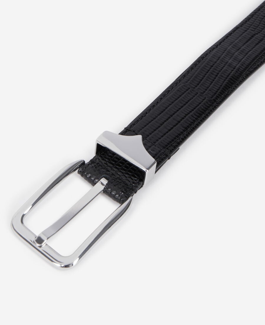 The Kooples MEN BLACK black crocodile-effect leather belt