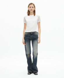 The Kooples FEMME ECRU t-shirt avec manches en dentelle blanc