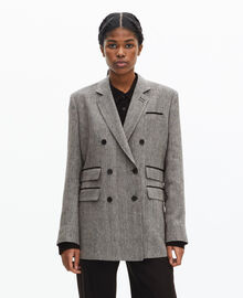The Kooples FEMME GREY veste tailleur en laine et lin grise