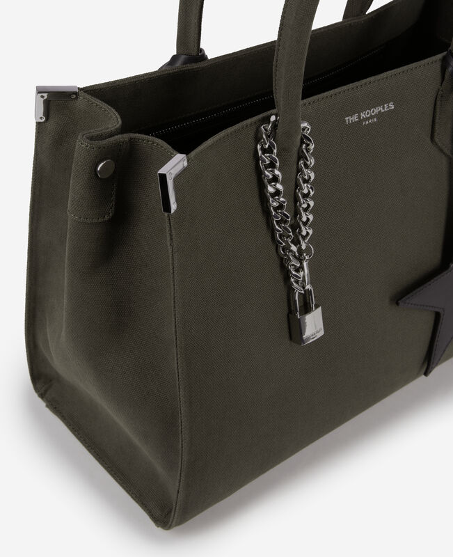 The Kooples FEMME KAKI sac cabas ming en canvas kaki