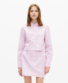 The Kooples FEMME PINK BLACK chemise à rayures en popeline rose