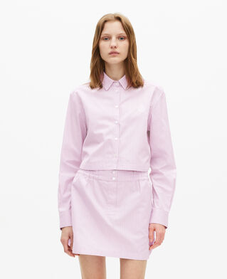 The Kooples FEMME PINK BLACK chemise à rayures en popeline rose