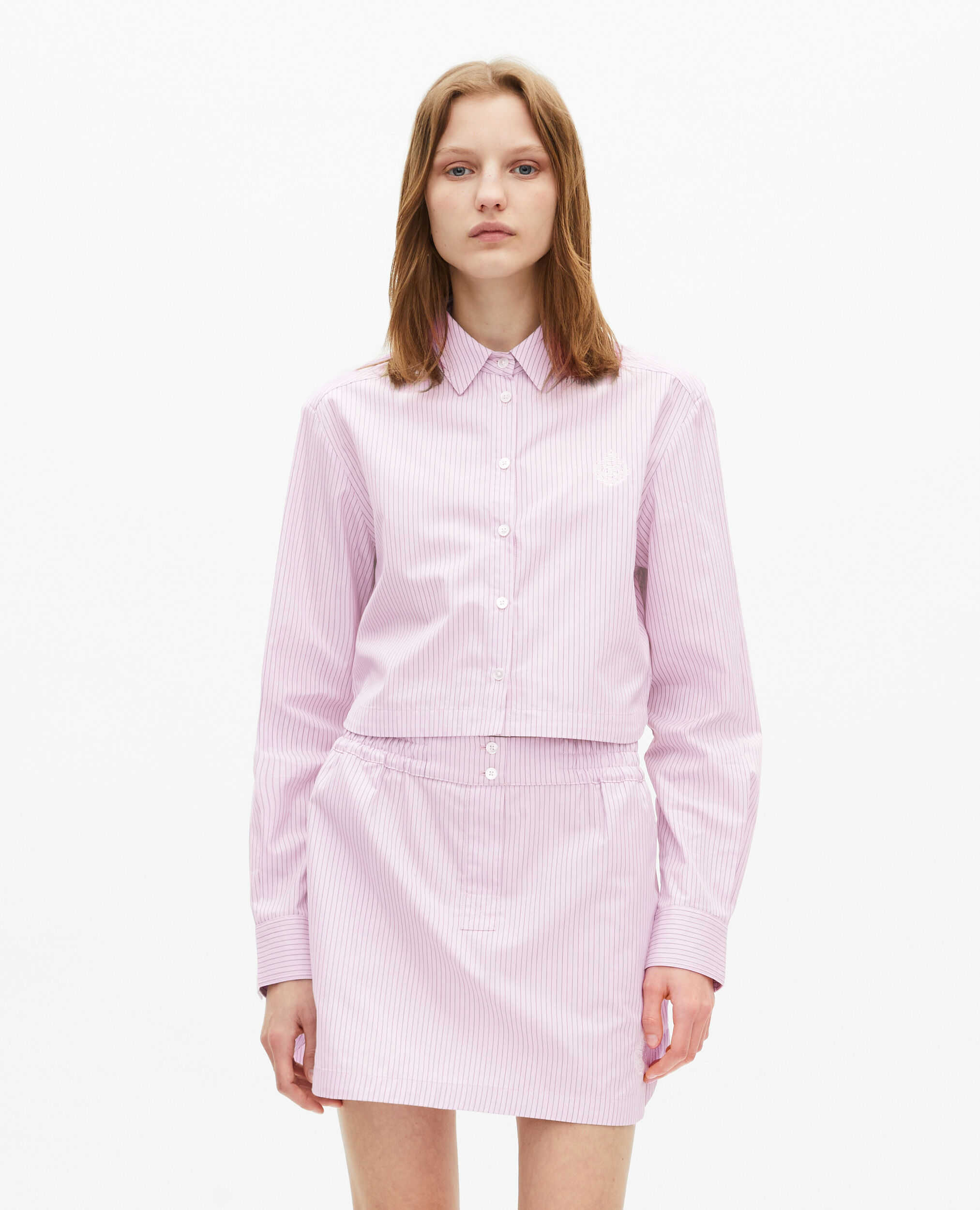 Chemise à rayures en popeline rose, PINK BLACK, hi-res image number null