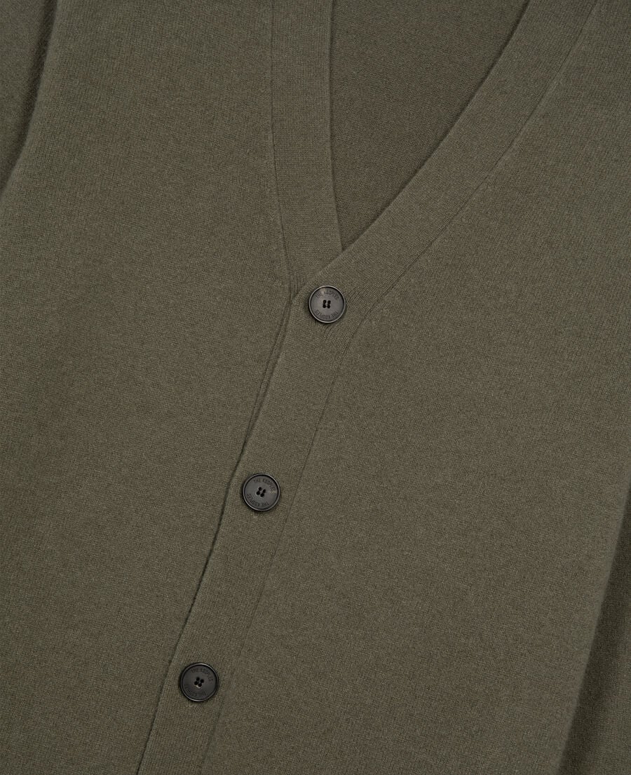 The Kooples MEN OLIVE KAKI khaki cashmere cardigan