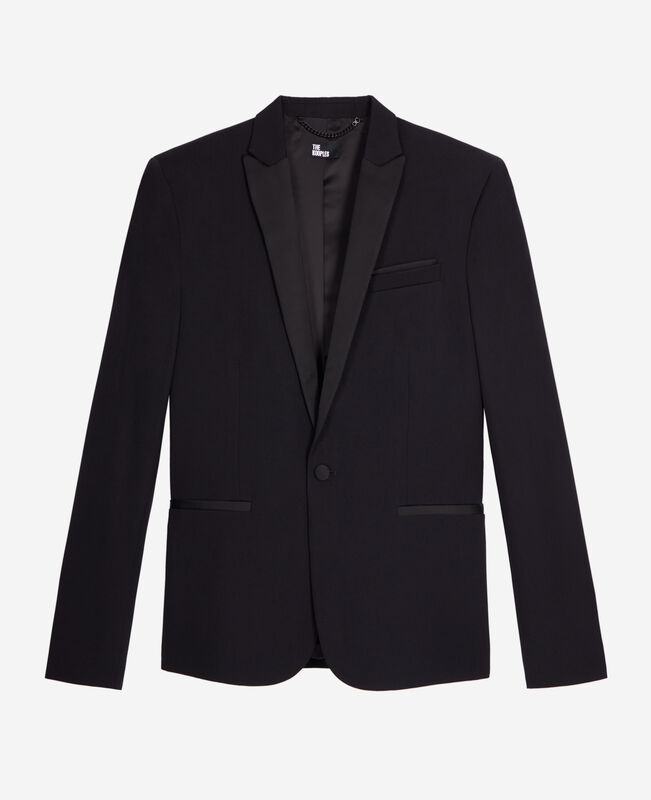 The Kooples HOMME BLACK veste de smoking avec détails en satin coupe ajustée noire