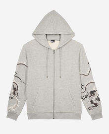 The Kooples HOMME GREY MELANGE sweatshirt à capuche avec manches brodées gris