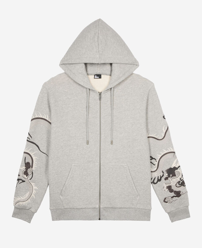 The Kooples HOMME GREY MELANGE sweatshirt à capuche avec manches brodées gris
