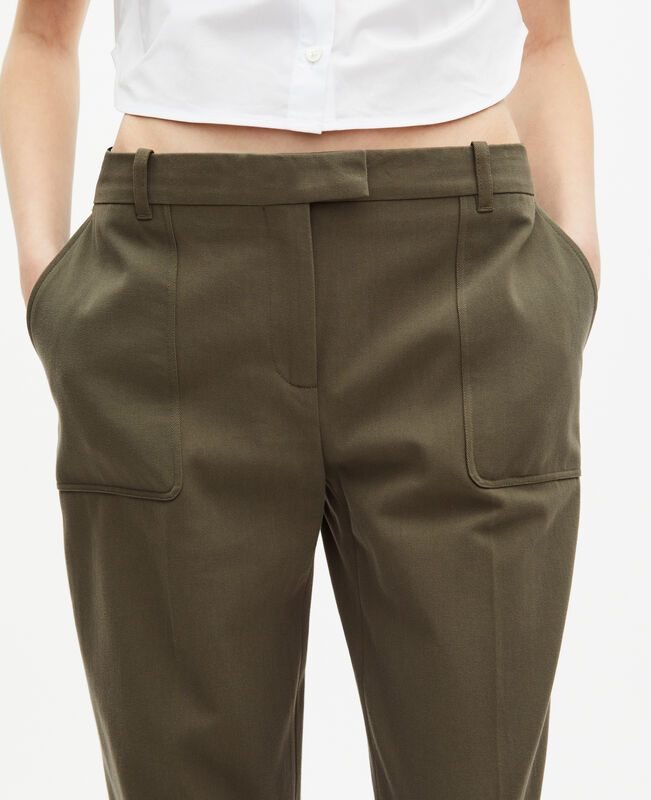 The Kooples FEMME KAKI pantalon large en coton kaki