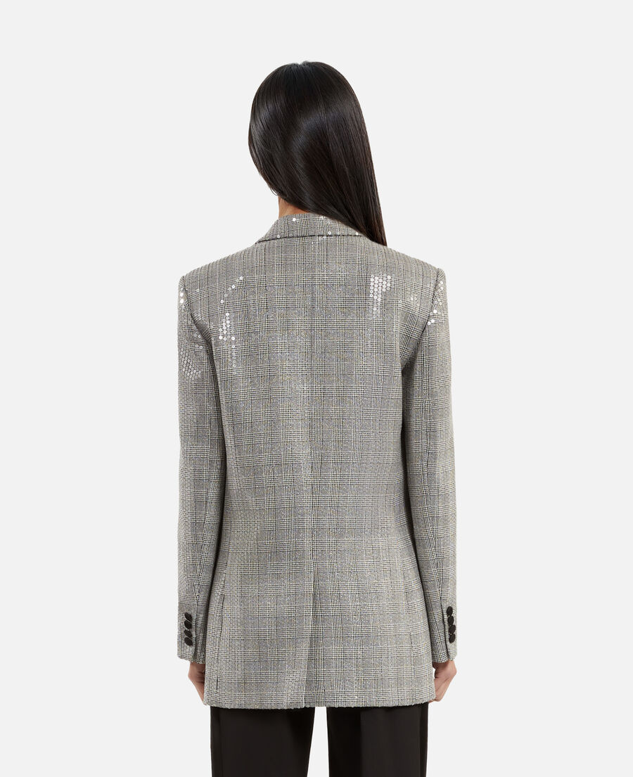 The Kooples WOMEN GREY prince of wales sequin jacket, grey