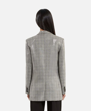 The Kooples WOMEN GREY prince of wales sequin jacket, grey