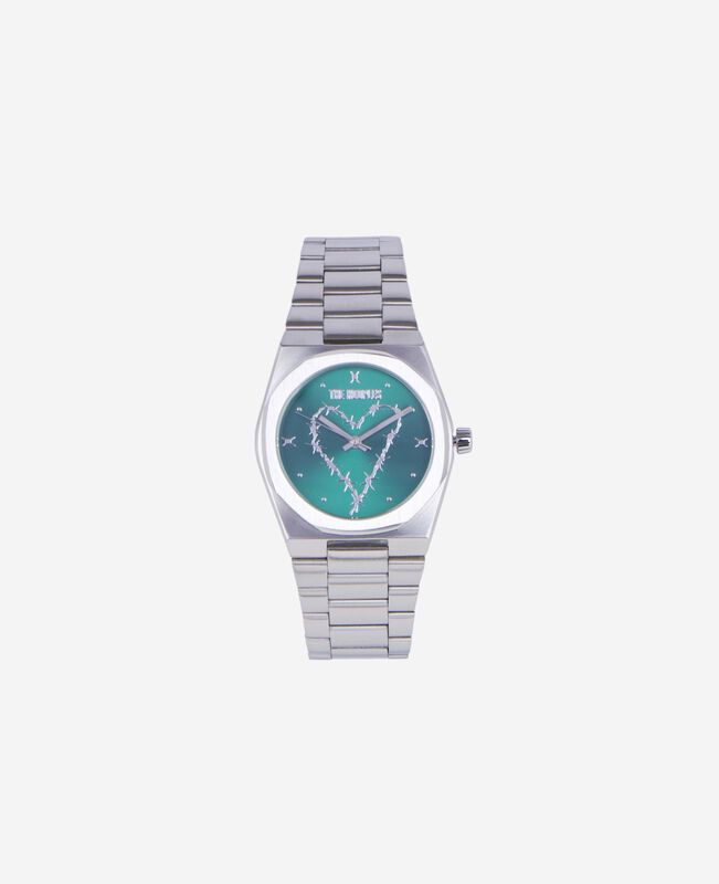 The Kooples MIXTE SILVER montre avec coeur argentée cadran vert