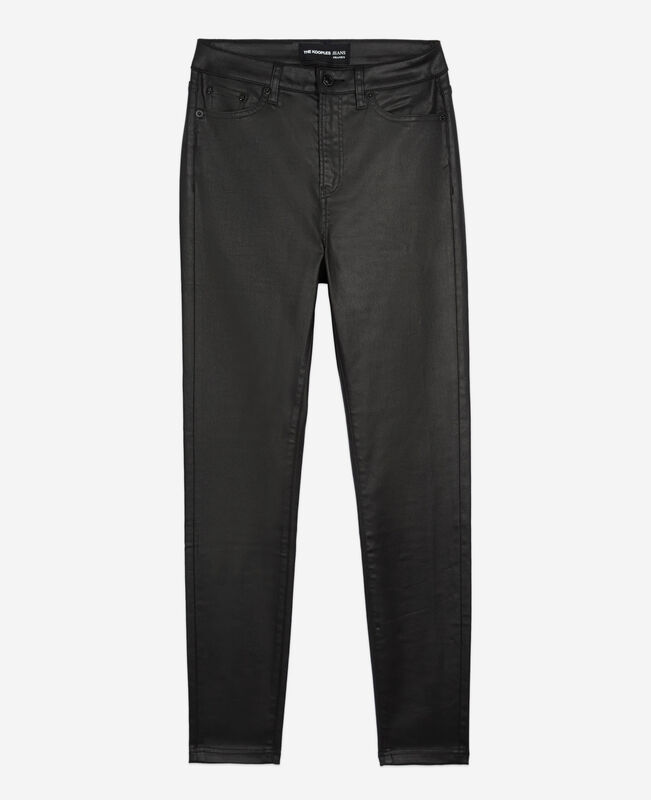 The Kooples FEMME BLACK jean slim effet cuir noir