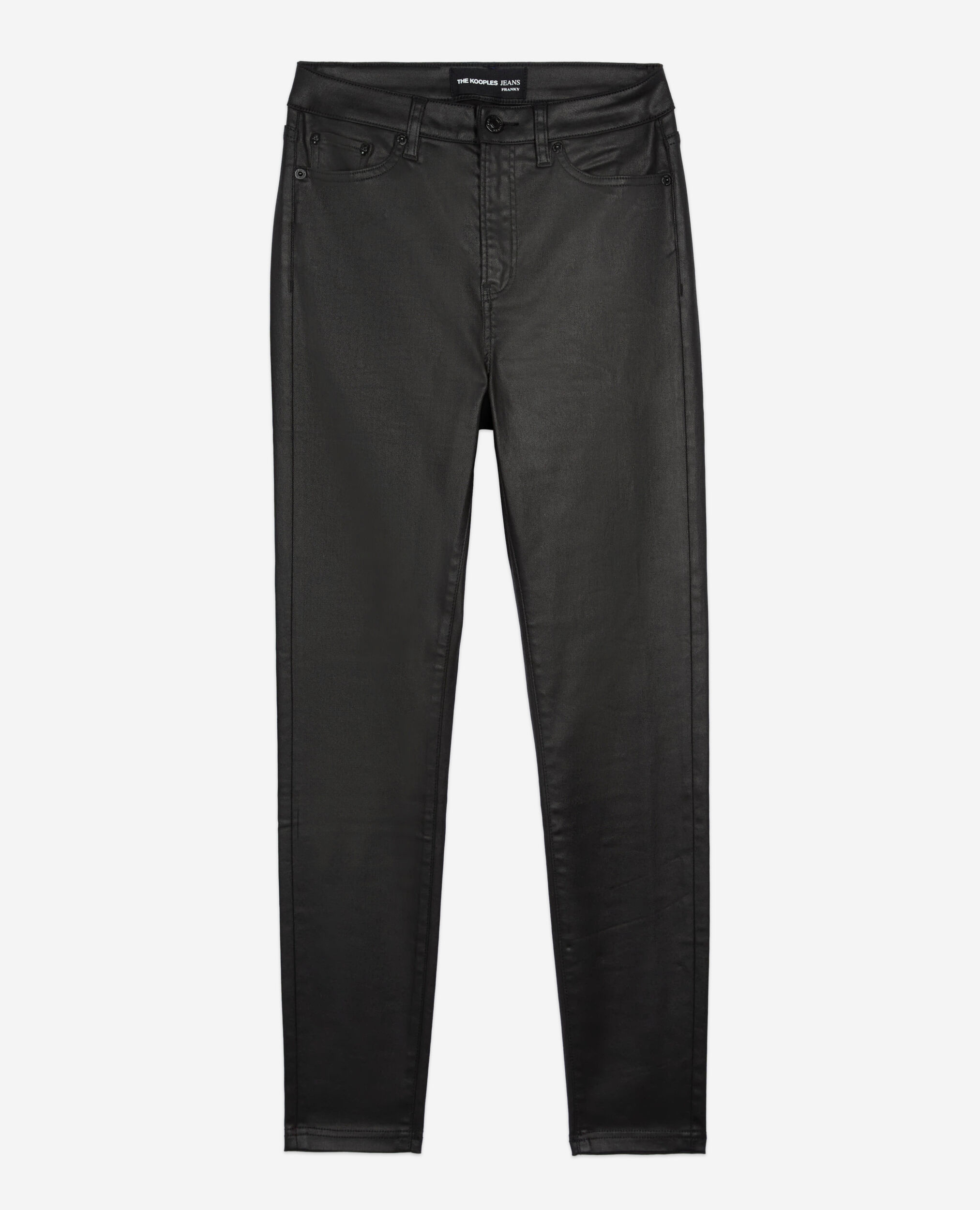 Jean slim effet cuir noir, BLACK, hi-res image number null