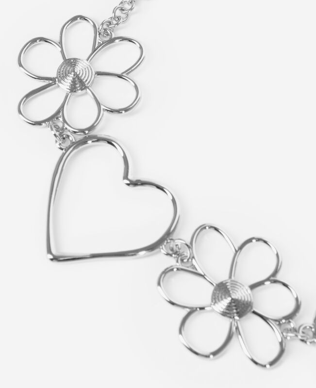 The Kooples FEMME SILVER collier ras de cou cœurs et fleurs argenté