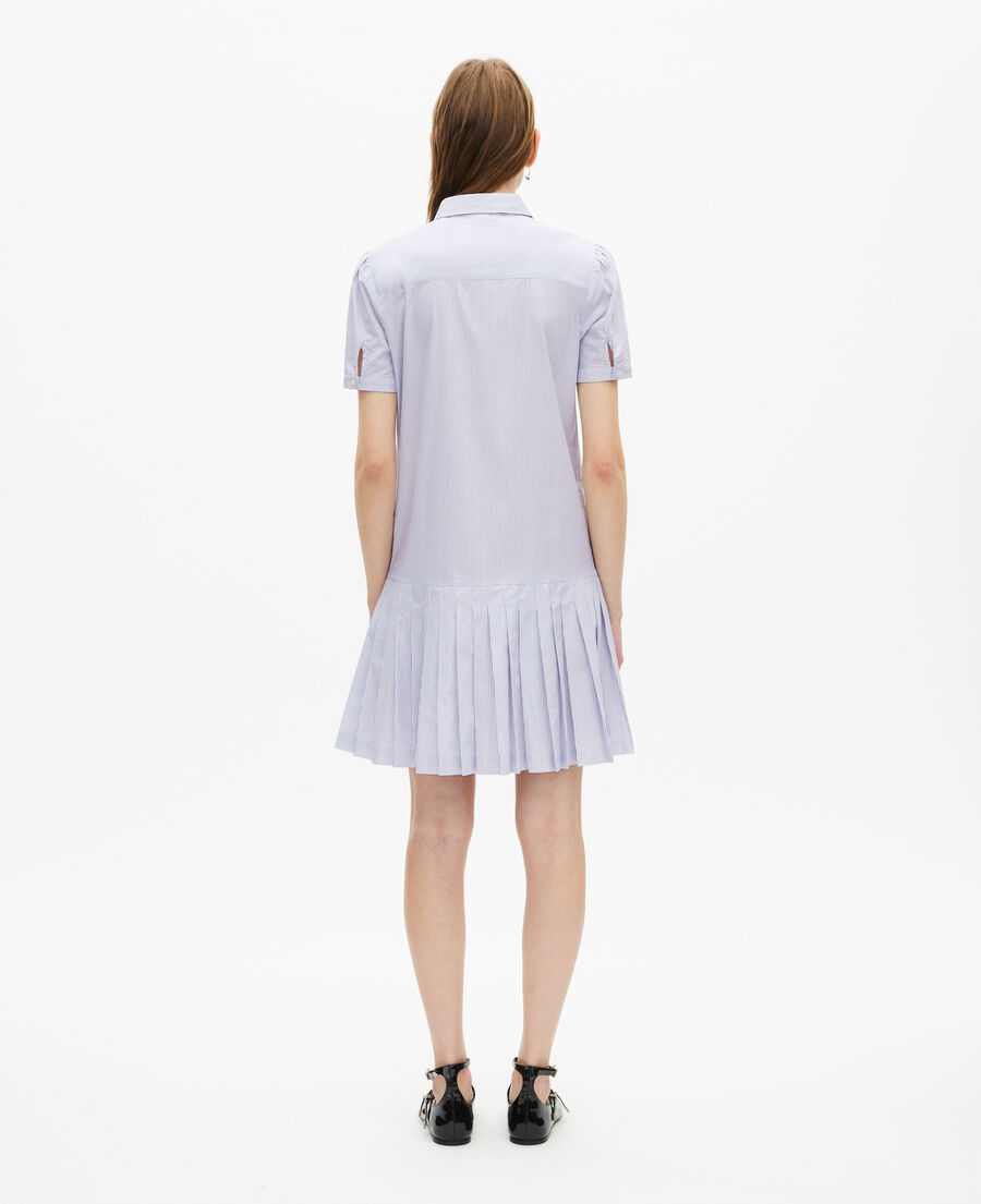 The Kooples FEMME BLUE WHITE robe courte col chemise à rayures bleue