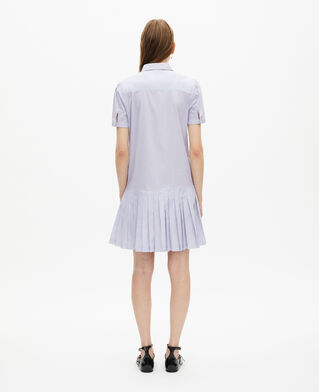 The Kooples FEMME BLUE WHITE robe courte col chemise à rayures bleue