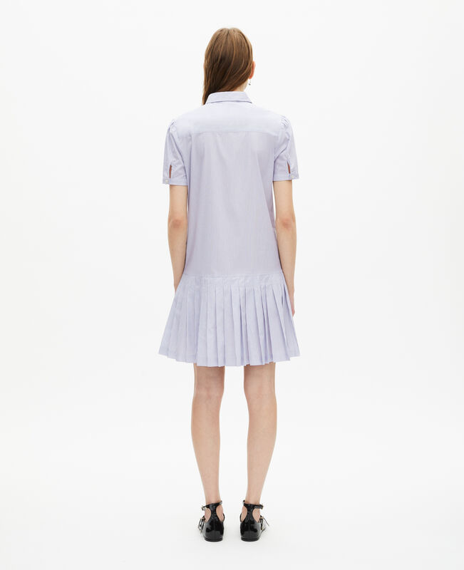 The Kooples FEMME BLUE WHITE robe courte col chemise à rayures bleue
