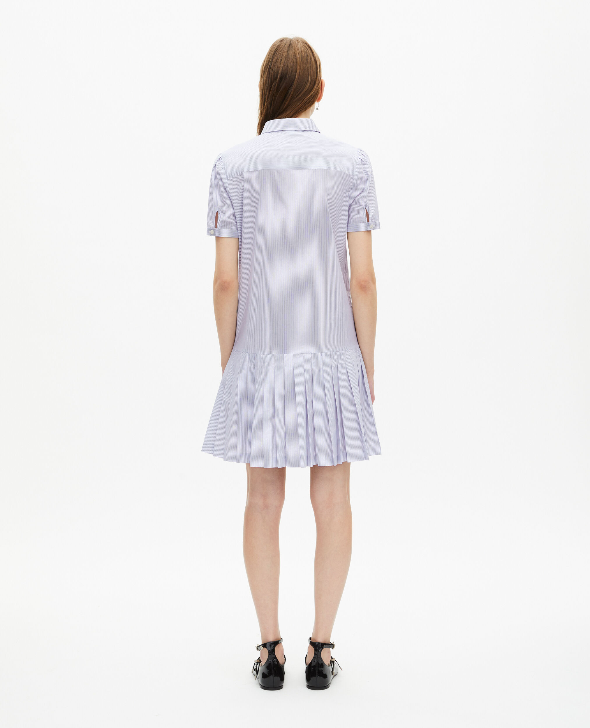 Robe courte col chemise à rayures bleue, BLUE WHITE, hi-res image number null