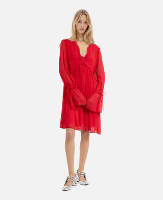 The Kooples WOMEN RED / BURGUNDY short dress with red ruffles