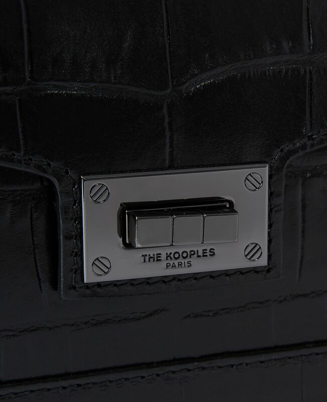 The Kooples FEMME BLACK sac emily small effet crocodile en cuir noir