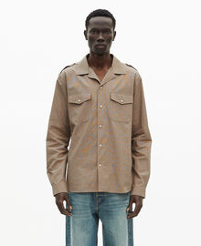 The Kooples HOMME BEIGE / BROWN / BLACK chemise à micro carreaux beige