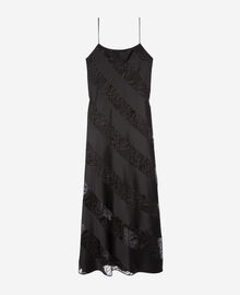 The Kooples FEMME BLACK robe nuisette longue en soie et dentelle noire