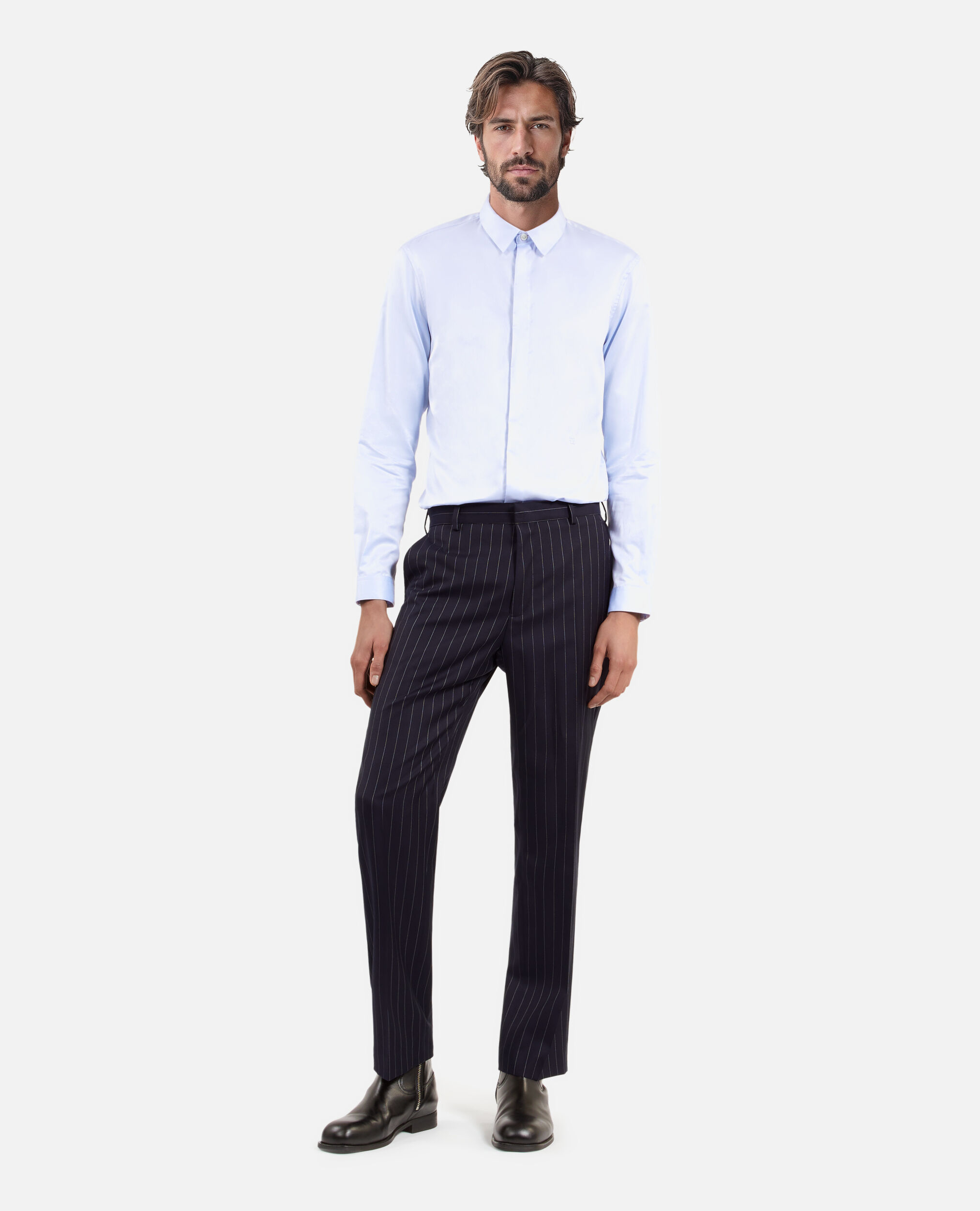 Pantalon de costume à rayures bleu foncé, DARK NAVY, hi-res image number null
