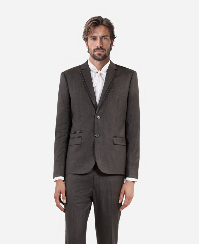The Kooples HOMME DARK GREY veste de costume en laine prince de galles grise