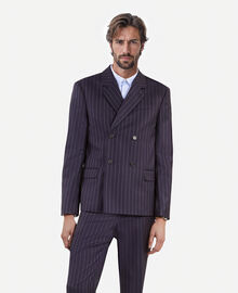 The Kooples HOMME DARK NAVY veste de costume en laine à rayures bleue foncée