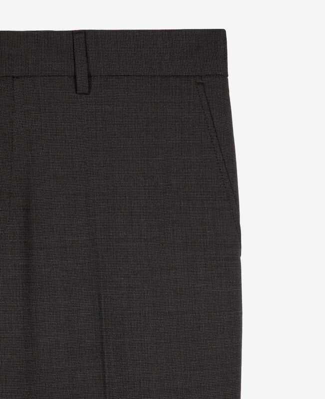 The Kooples HOMME BLACK GREY pantalon de costume en laine mélangée micro carreaux noir