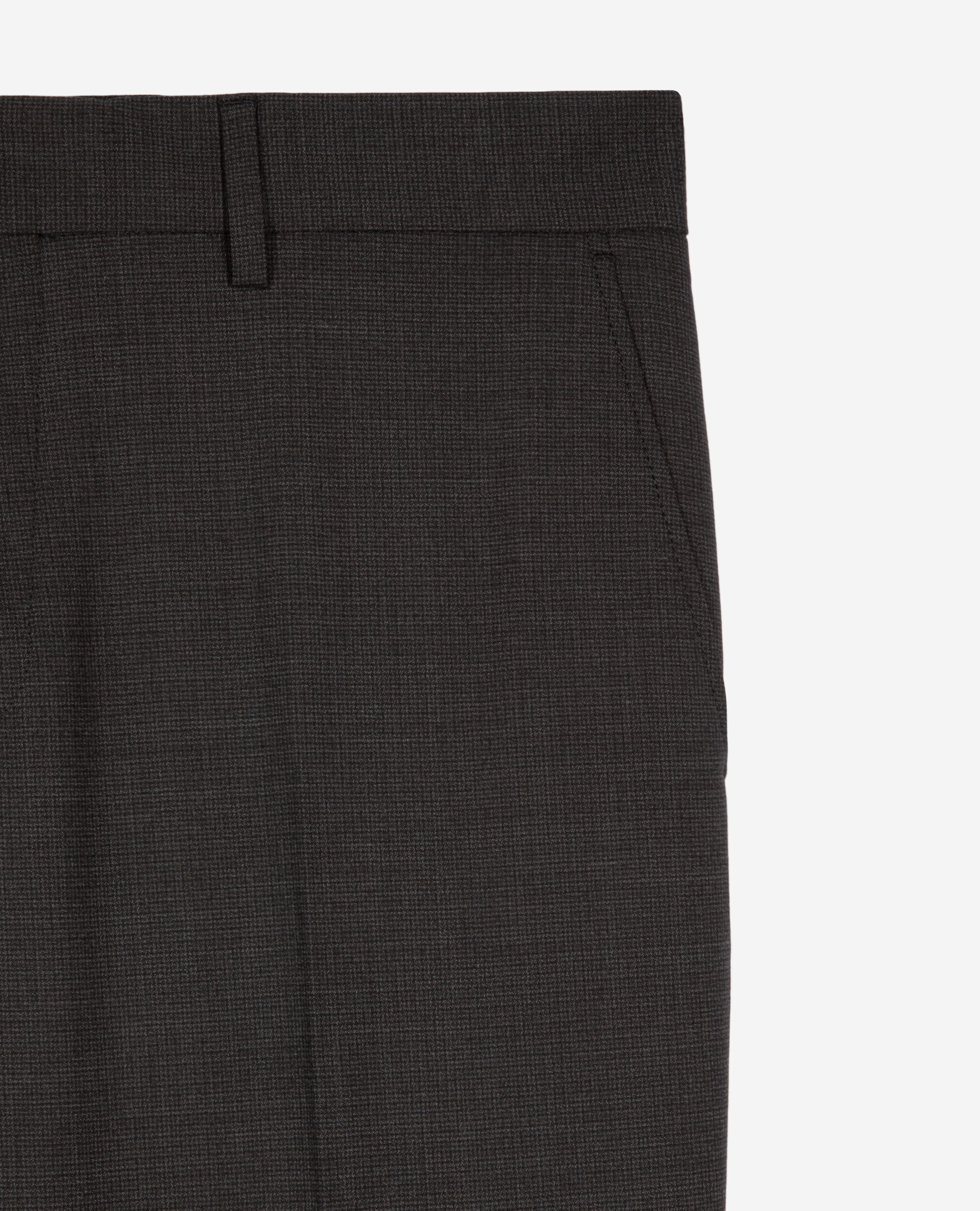 Pantalon de costume en laine mélangée micro carreaux noir, BLACK GREY, hi-res image number null