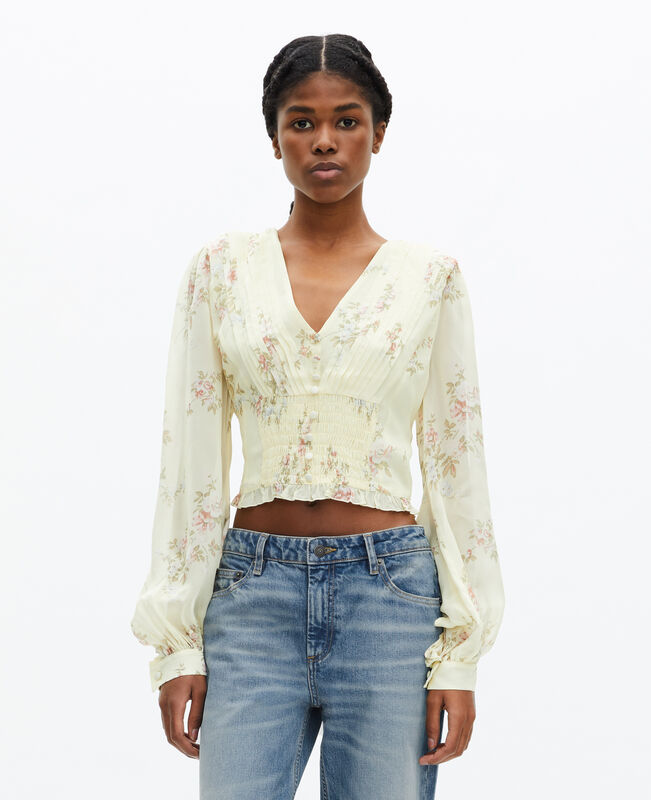 The Kooples FEMME YELLOW top imprimé fleuri jaune