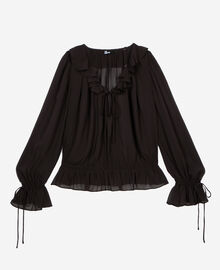 The Kooples FEMME BLACK STONE blouse avec volants noire