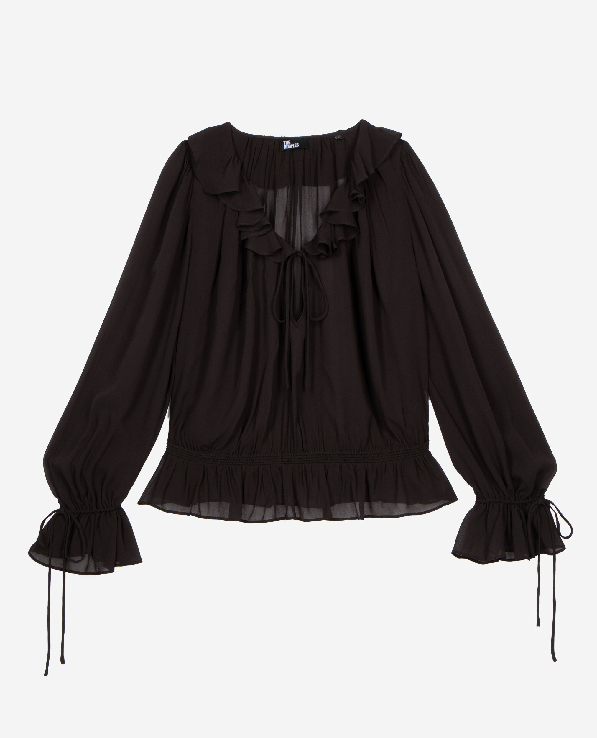 Blouse avec volants noire, BLACK STONE, hi-res image number null