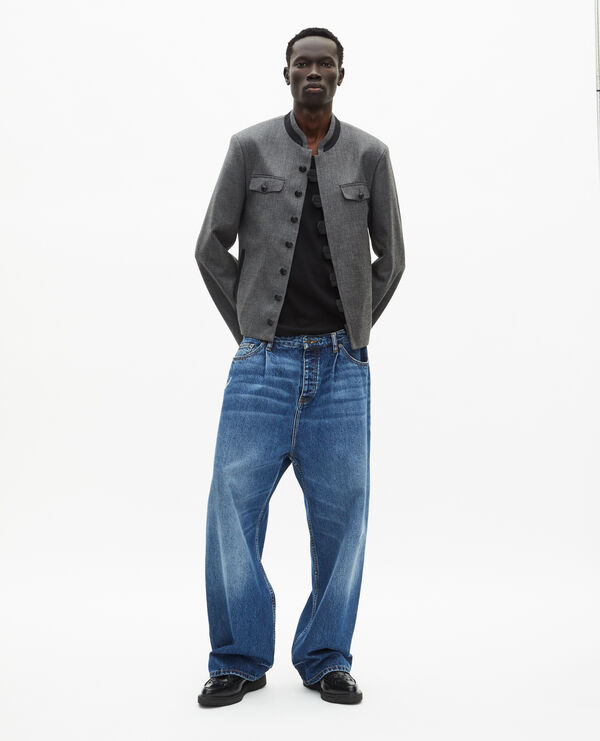 The Kooples HOMME DARK GREY veste style officier en laine grise