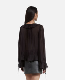 The Kooples FEMME BLACK STONE blouse avec volants noire