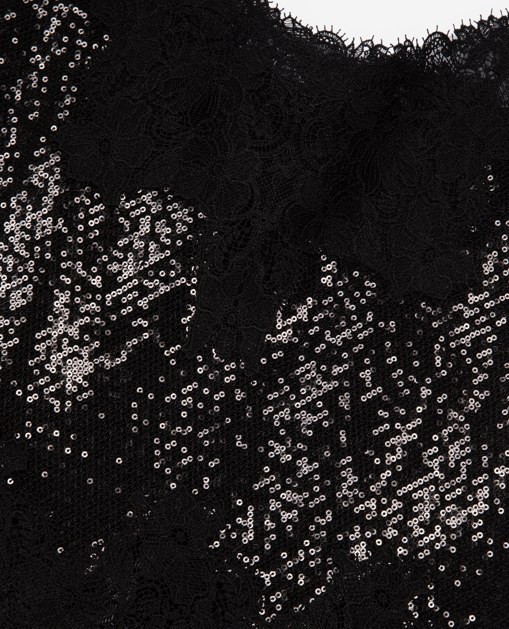 Caraco à sequins et dentelle noir, BLACK, hi-res image number null