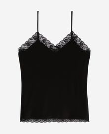 The Kooples FEMME BLACK caraco en soie et dentelle noir