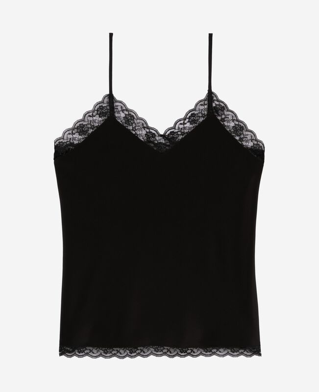 The Kooples FEMME BLACK caraco en soie et dentelle noir